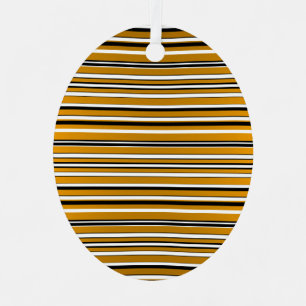 Cute black white golden stripes look metal ornament