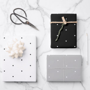 Cute black white grey tiny polka dots pattern chic wrapping paper sheet
