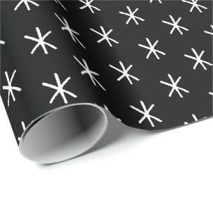 Cute black & white hand drawn Stars pattern Wrapping Paper