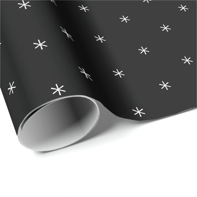 Cute black & white hand drawn stars snowflakes wrapping paper (Roll Corner)