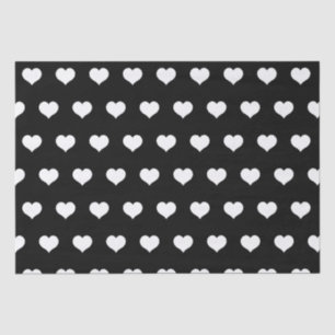 Cute Black White Heart Valentines Day Pattern  Tissue Paper