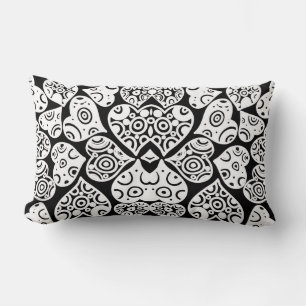 Cute black white hearts background design lumbar pillow