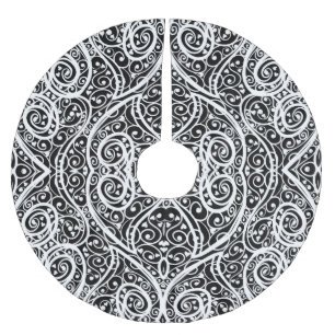 Cute black white hearts love background design lon brushed polyester tree skirt