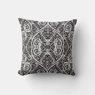 Cute black white hearts love background design lon throw pillow