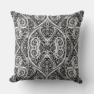 Cute black white hearts love background design lon throw pillow