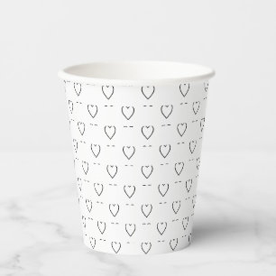Cute black white hearts modern pattern chic paper cups