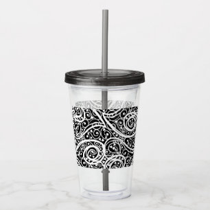 Cute black white hearts pattern acrylic tumbler