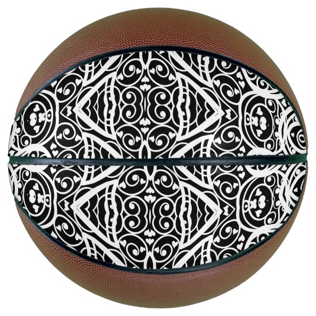 Cute black white hearts pattern basketball (Front)