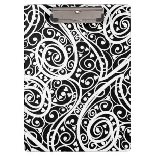 Cute black white hearts pattern clipboard