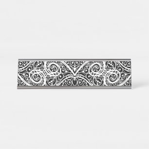 Cute black white hearts pattern desk name plate