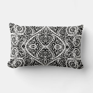 Cute black white hearts pattern lumbar pillow