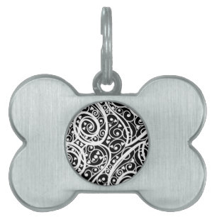 Cute black white hearts pattern pet ID tag