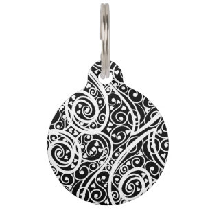Cute black white hearts pattern pet tag