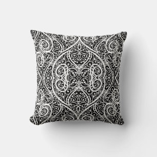Cute black white hearts pattern throw pillow