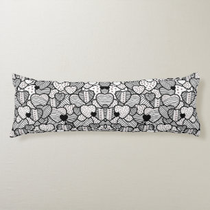 Cute black white hearts patterns body pillow