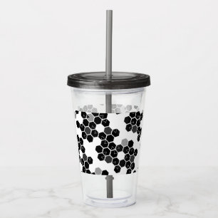Cute black white hex data patterns acrylic tumbler