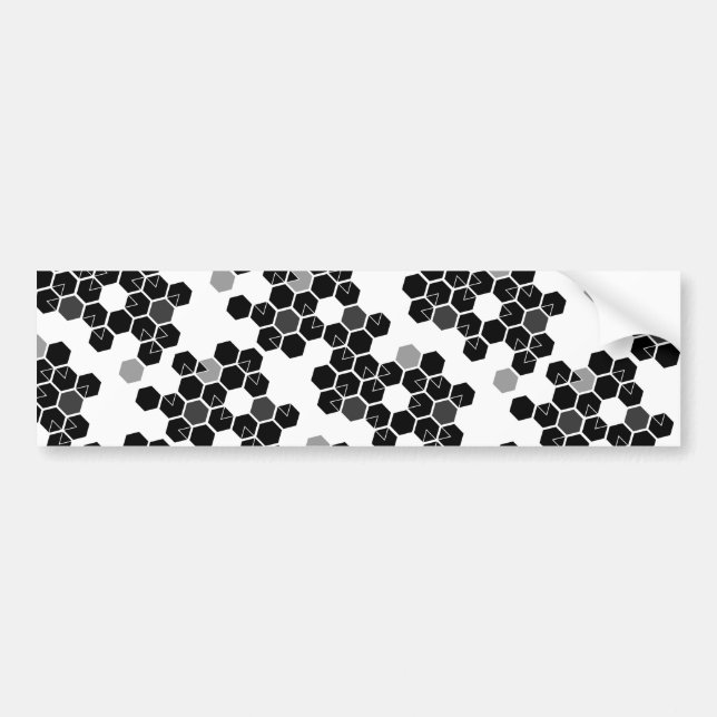 Cute black white hex data patterns bumper sticker (Front)