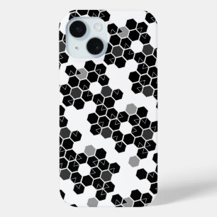 Cute black white hex data patterns iPhone 15 case
