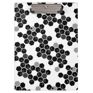 Cute black white hex data patterns clipboard