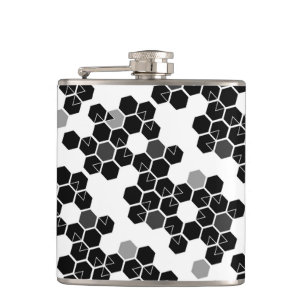 Cute black white hex data patterns hip flask