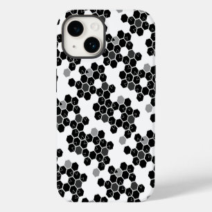 Cute black white hex data patterns iPhone 14 case