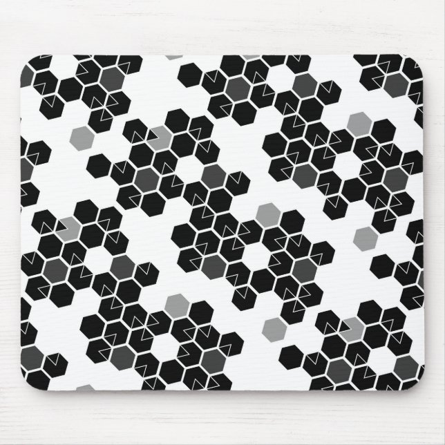 Cute black white hex data patterns mouse pad (Front)