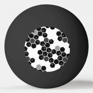 Cute black white hex data patterns ping pong ball