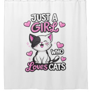 Cute Black & White Kitten & Pink Hearts