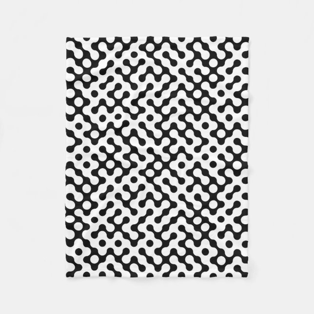 Cute black white labyrinth pattern fleece blanket (Front)