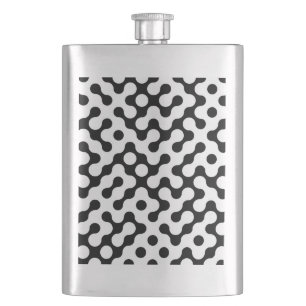 Cute black white labyrinth pattern hip flask