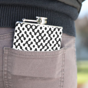 Cute black white labyrinth pattern hip flask
