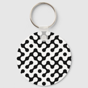 Cute black white labyrinth pattern keychain