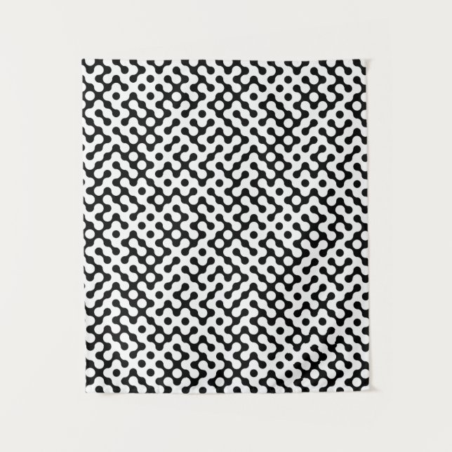 Cute black white labyrinth pattern tapestry (Front)