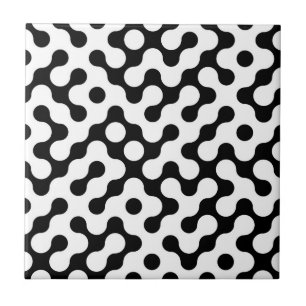 Cute black white labyrinth pattern tile