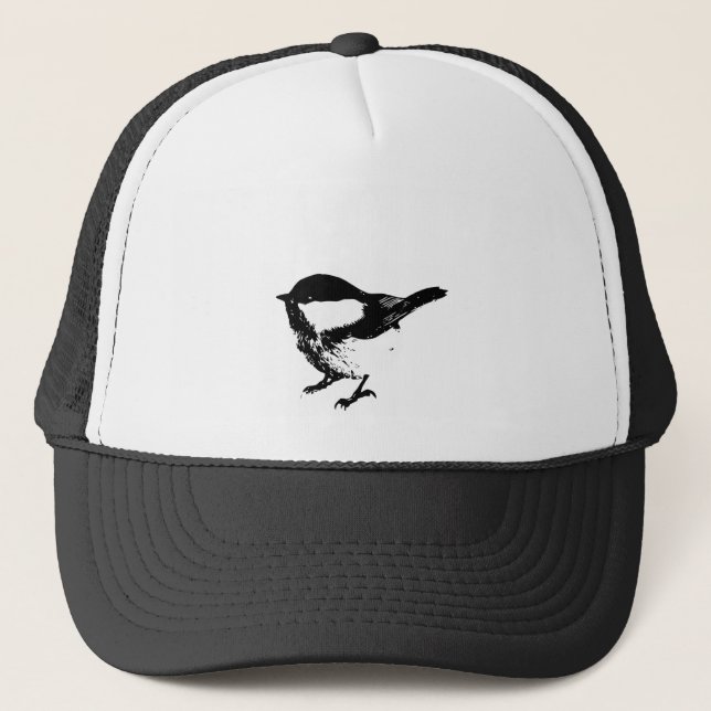 Cute Black White Little Chickadee Bird Wildlife  Trucker Hat (Front)