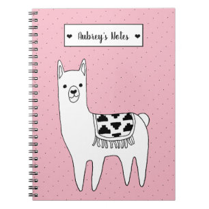 Cute Black & White Llama Sketch & Dots Notebook