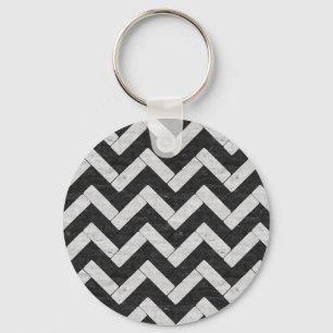 Cute black white marble stripes keychain