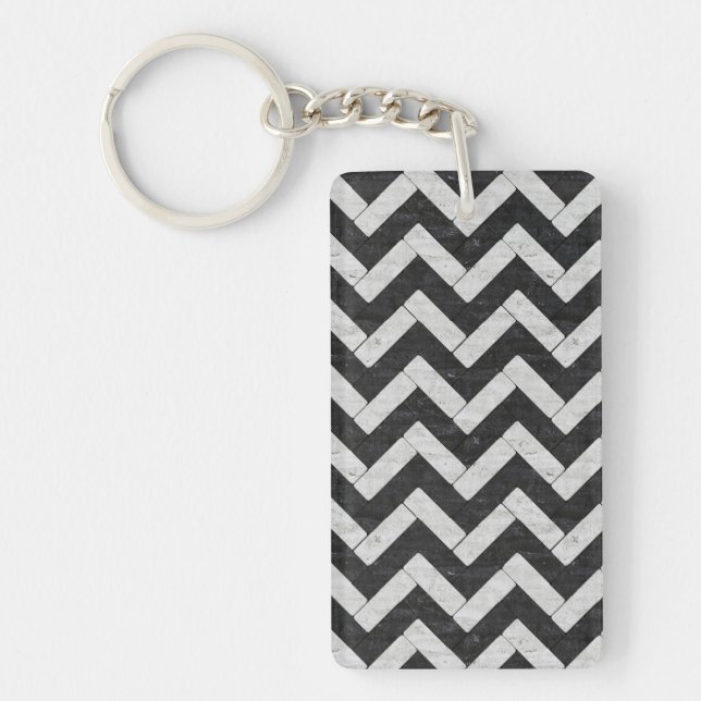 Cute black white marble stripes keychain (Front)