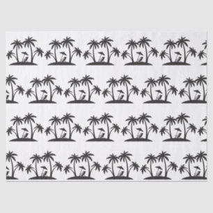 Cute Black white palm tree tiled party beach Tissue Paper