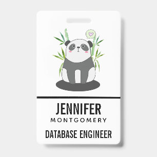 Cute Black & White Panda in Bamboo Badge
