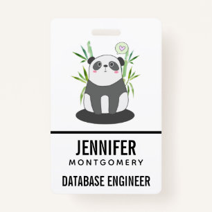 Cute Black & White Panda in Bamboo Badge
