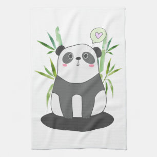 Cute Black & White Panda in Bamboo Kitchen Towel