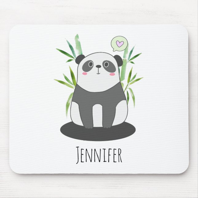 Cute Black & White Panda in Bamboo Mouse Pad (Front)