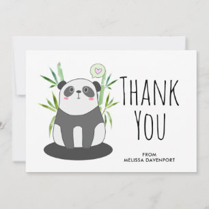 Cute Black & White Panda in Bamboo Thank You Card
