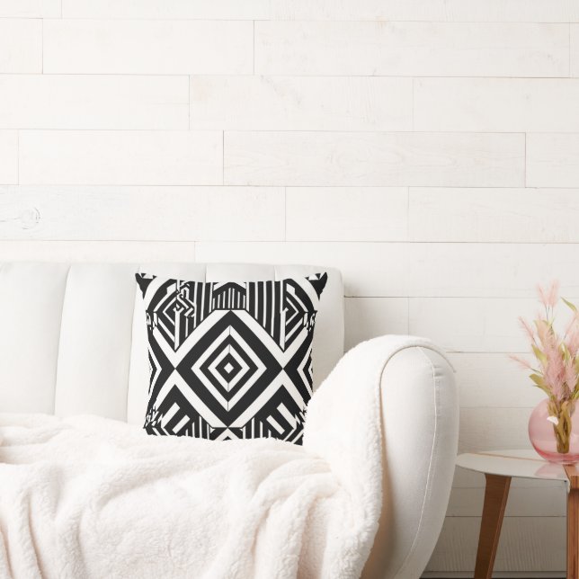Cute black white pattern Throw Pillow (Couch)