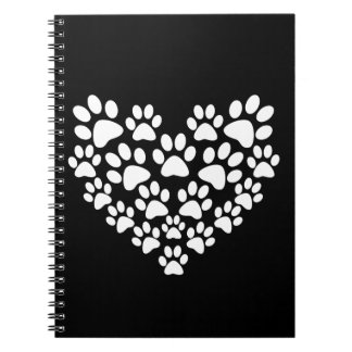 Cute Black White Paw Print Notebook