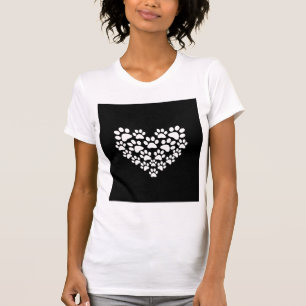 Cute Black White Paw Print T-Shirt