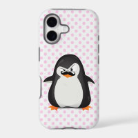 Cute Black  White Penguin And  Funny Moustache
