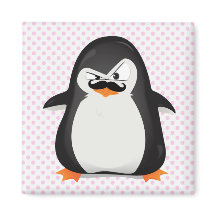 Cute Black  White Penguin And  Funny Moustache