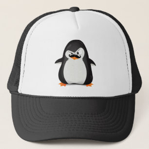 Cute Black White Penguin And Funny Moustache Trucker Hat